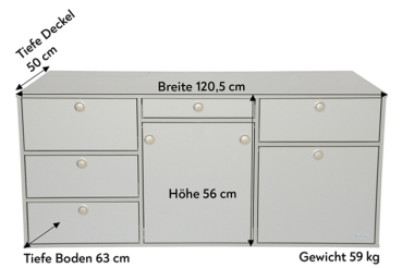 V1T VanEssa Heckküche Höhe 56 cm | Korpus Silber