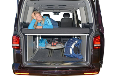 VanEssa Van sleeping system in the Multivan VW T5/T6/T6.1 rear view