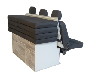 VanEssa Schlafsystem zur Küche Transporter Caravelle mit 3er Sitzbank  - Packzustand