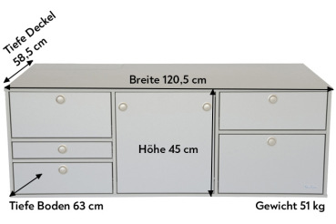 V1 - VanEssa Heckküche Höhe 45 cm | Korpus Silber