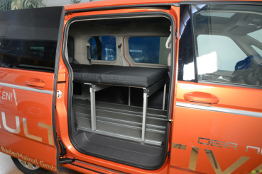 VanEssa sleeping system Van installed in the VW T7 Multivan side view