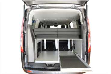 VanEssa Arco system with extended heavy-duty pull-out in Custom with double bed