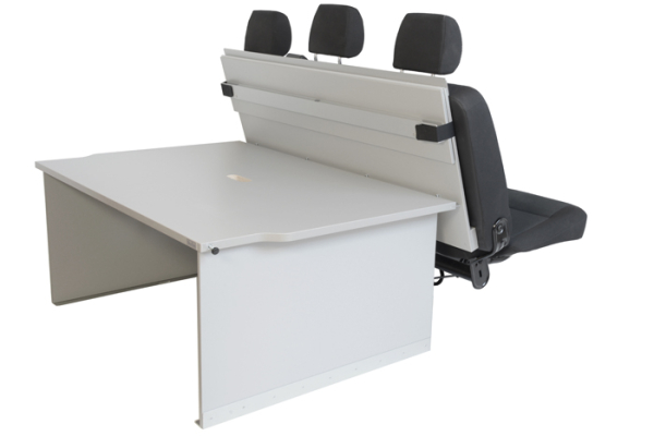 VanEssa sleeping system with three-seater bench seat in the VW T5/T6/T6.1 Transporter with raised three-seater bench seat