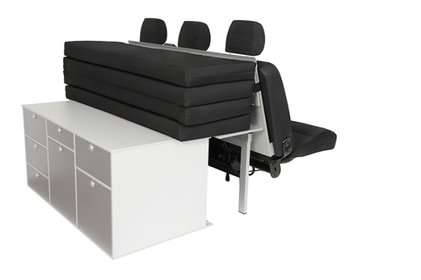 Sleeping system in addition to kitchen - T5/T6/T6.1 Transporter / Caravelle long wheelbase with 3-seater bench