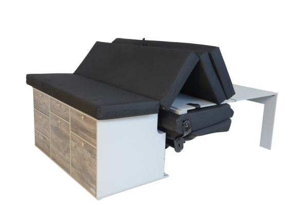 VanEssa Schlafsystem zur Küche Transporter Caravelle mit 3er Sitzbank - Faltmatratze