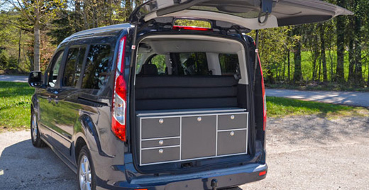 Ford Tourneo Connect with VanEssa Camping Box and bed