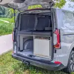 Transporter box camping modules rear pull-out Arco with Surfer split sleeping system