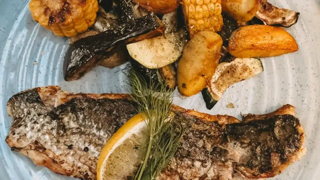 Fisch und Grillgemüse
