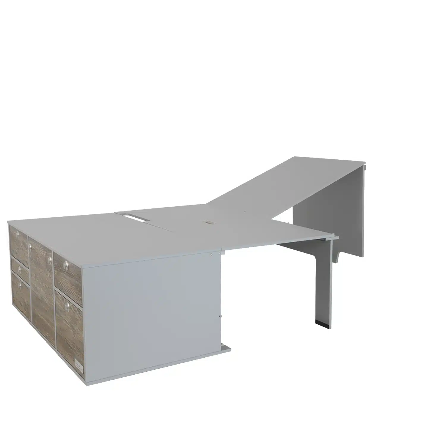 VanEssa sleeping system raised to the left of the rear kitchen without mattress