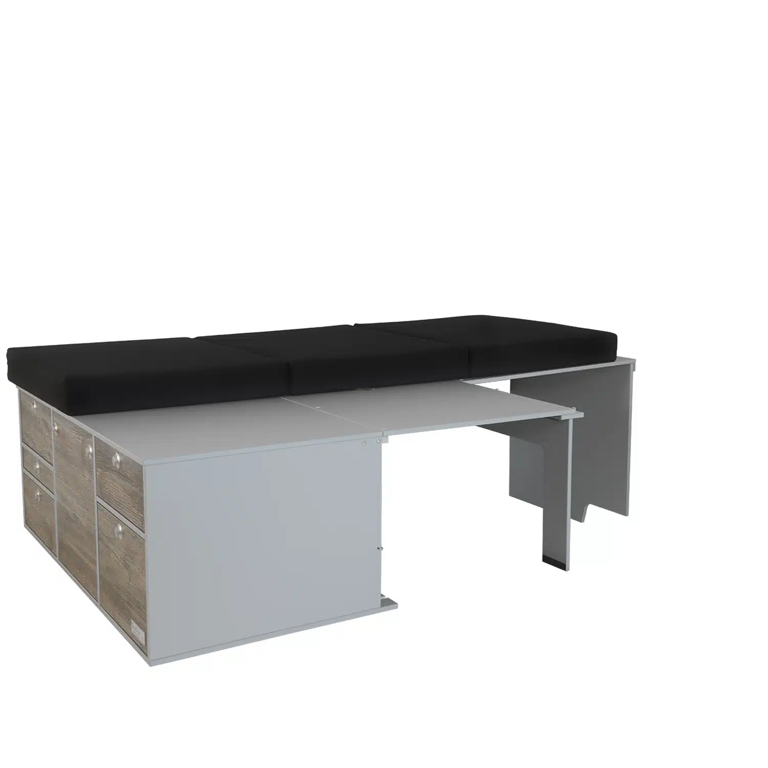 VanEssa sleeping system removed to the rear kitchen on the right