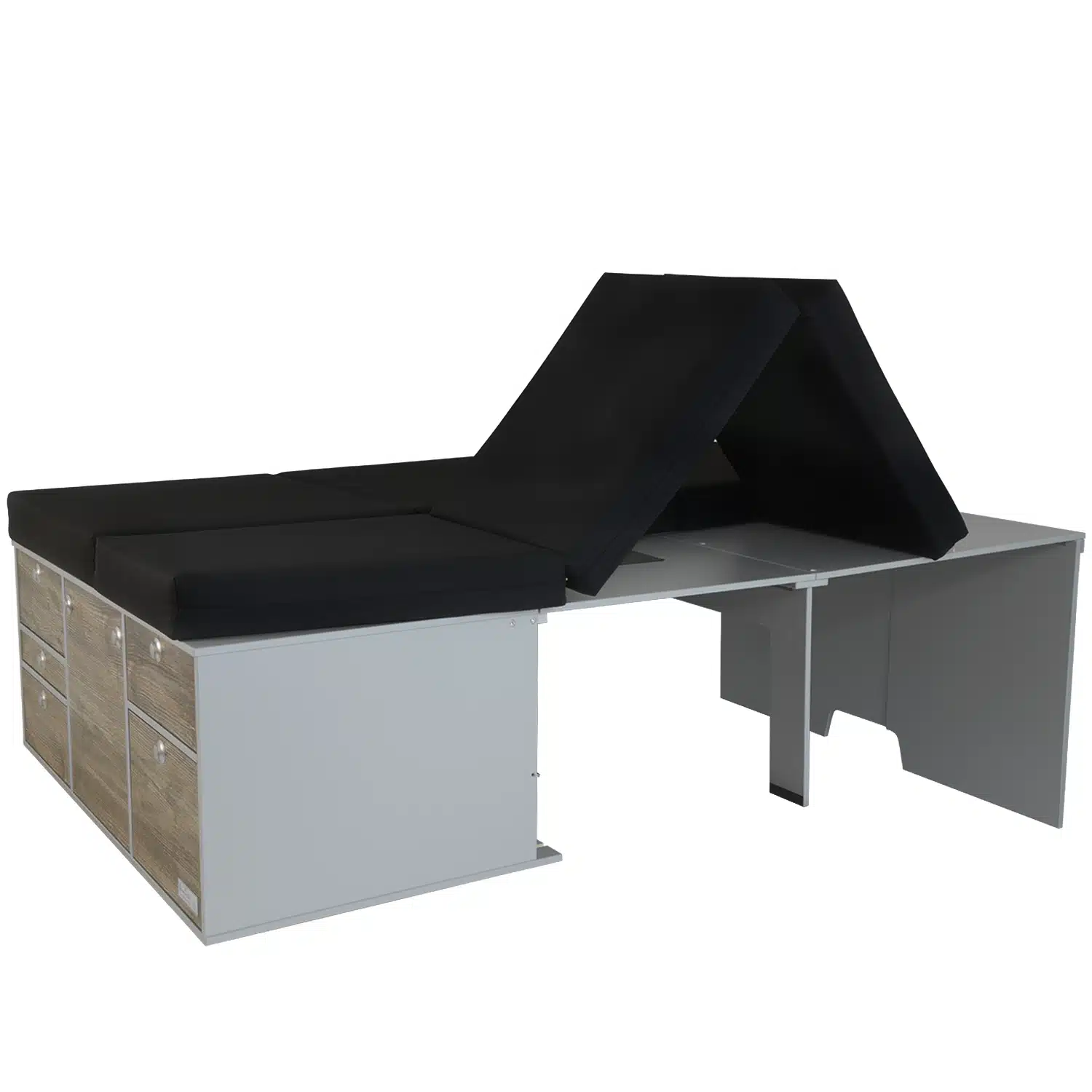 VanEssa sleeping system for rear kitchen Mattress positioned on the right