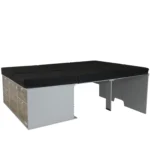 VanEssa sleeping system built into the rear kitchen with mattress