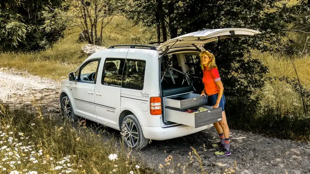 Tourneo Connect camping modules Single bed with drawer module Rear view