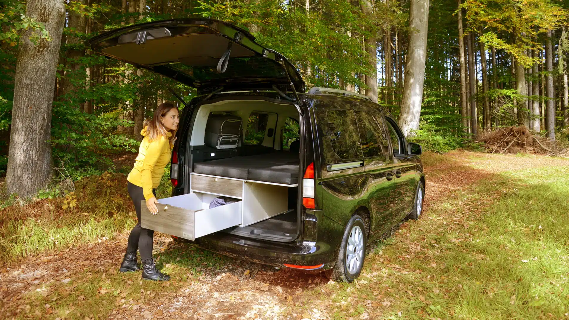 Tourneo Connect camping modules Single bed with drawer module and double bed extension