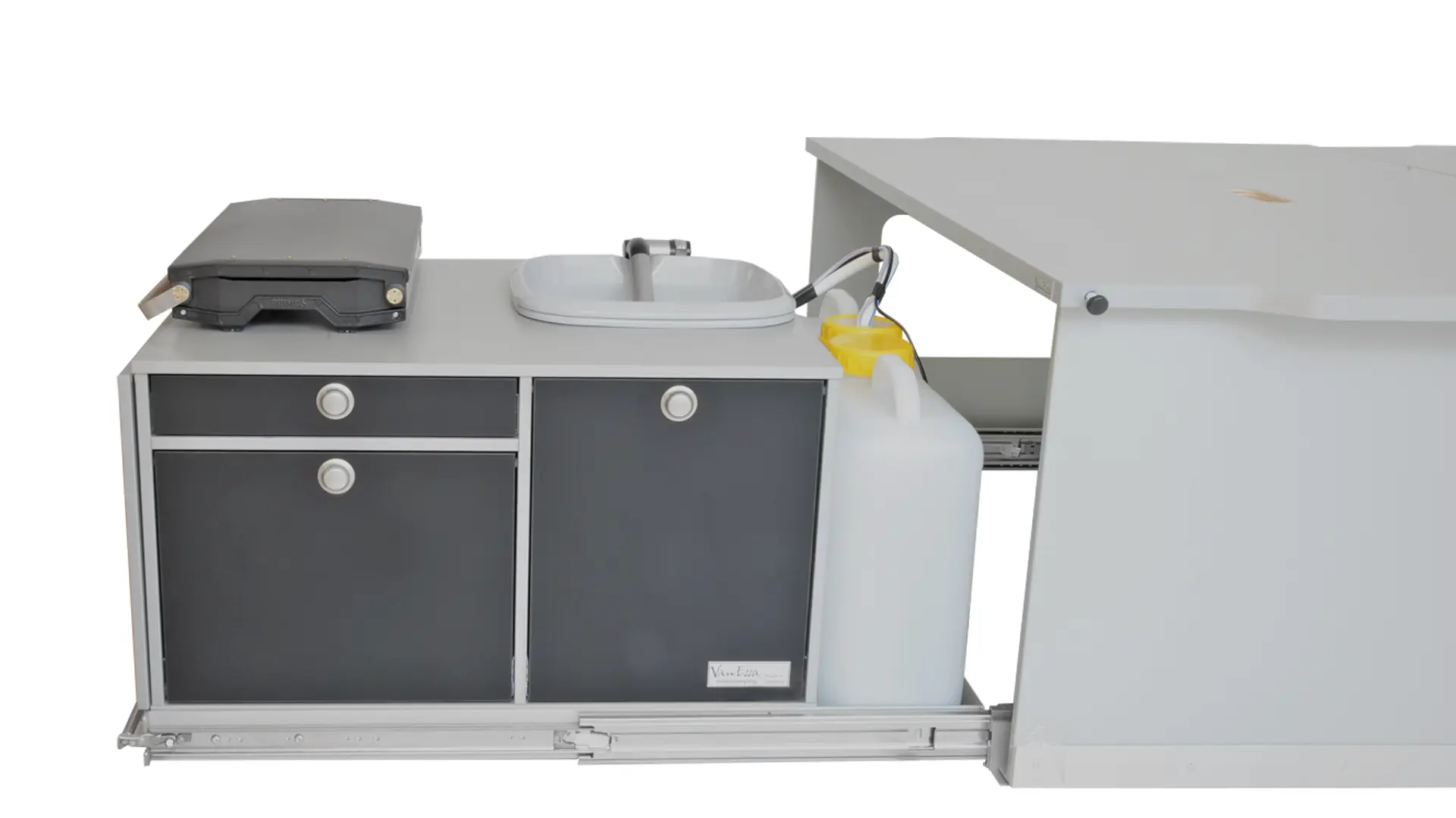 Tourneo Transit Custom camping modules Heavy-duty rear pull-out Riva extended Kitchen module Riva