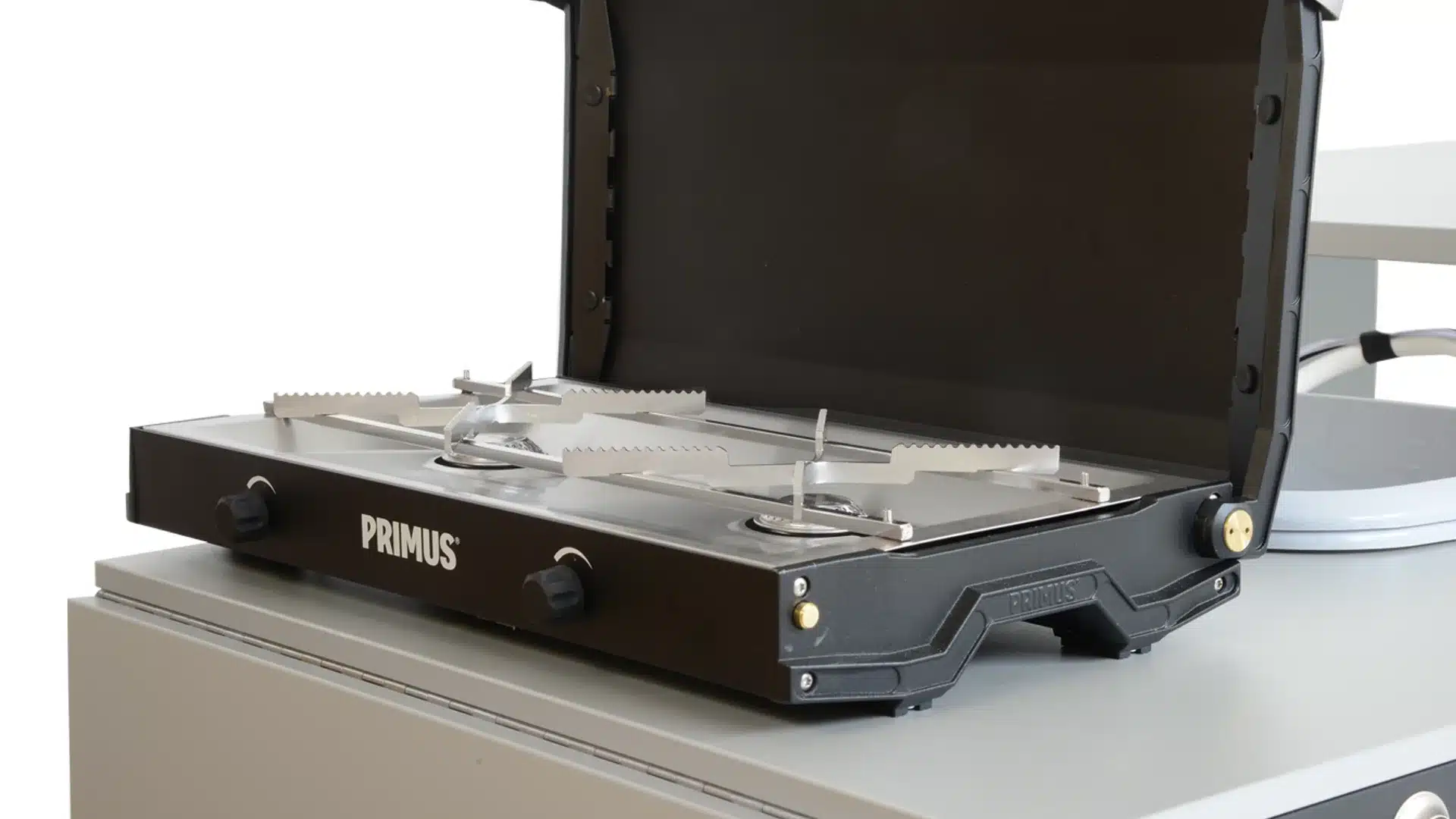 Tourneo Transit Tourneo Custom camping modules open double-burner gas hob on Riva kitchen module