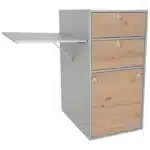 Klapptisch in Silber an VanEssa Modulturm seitlich