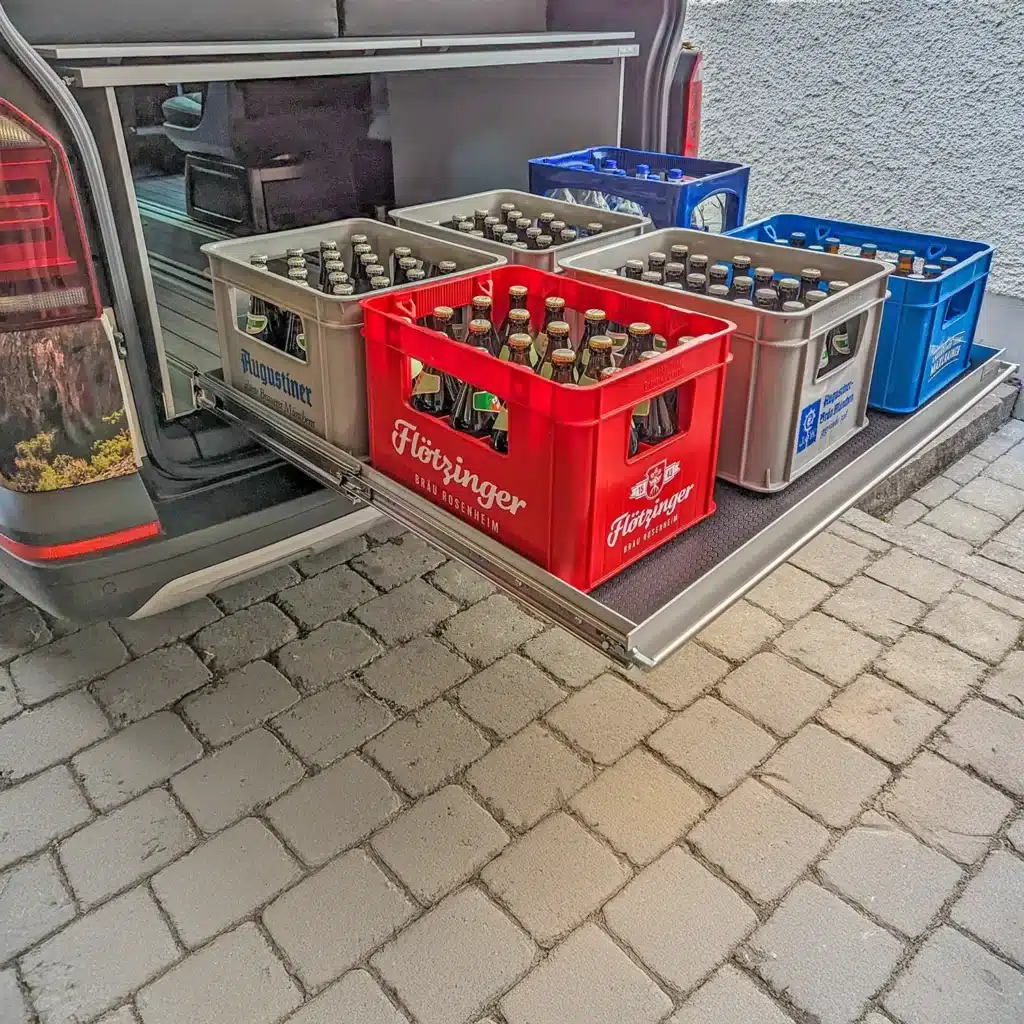 Rear pull-out Riva in Volkswagen T5 T6 Side drinks crates