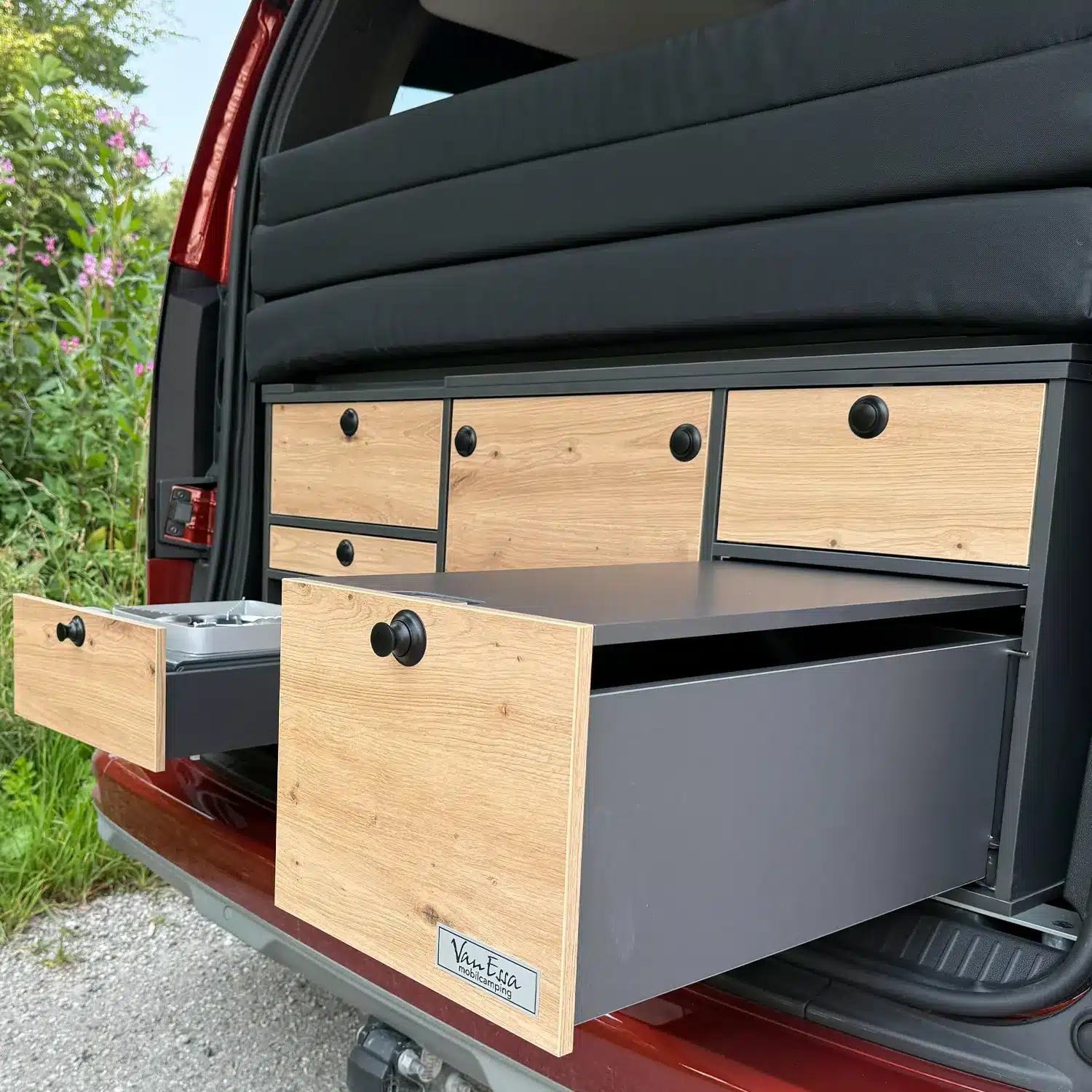 Heckkueche mit offenen Schubladen V3 graphit im Kangoo Citan NV250