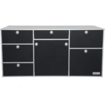 VanEssa rear kitchen height 56 body silver front black matt closed
