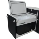 VanEssa Heckküche Ford Custom Hoehe 60 Korpus-Silber Front-Schwarz-matt Kuehlbox offen