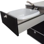 VanEssa Heckküche Ford Custom Hoehe 60 Korpus-Silber Front-Schwarz-matt Spuele