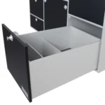 VanEssa Heckküche Ford Custom Hoehe 60 Korpus-Silber Front-Schwarz-matt Stauschublade unten