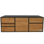 VanEssa Heckkueche niedrig Korpus-Graphit Front-Wildeiche geschlossen