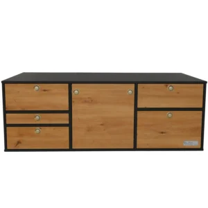 VanEssa rear kitchen low carcass-graphite front-wild oak closed