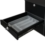 VanEssa Heckkueche niedrig Korpus-Graphit Front-Schwarz-matt Besteckschublade