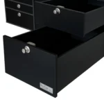 VanEssa Heckkueche niedrig Korpus-Graphit Front-Schwarz-matt Stauraumschubladen