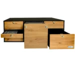 VanEssa Heckkueche niedrig Korpus-Graphit Front-Wildeiche Espresso halb offen