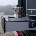 VanEssa rear kitchen low body silver front black matt in minivan espresso maker