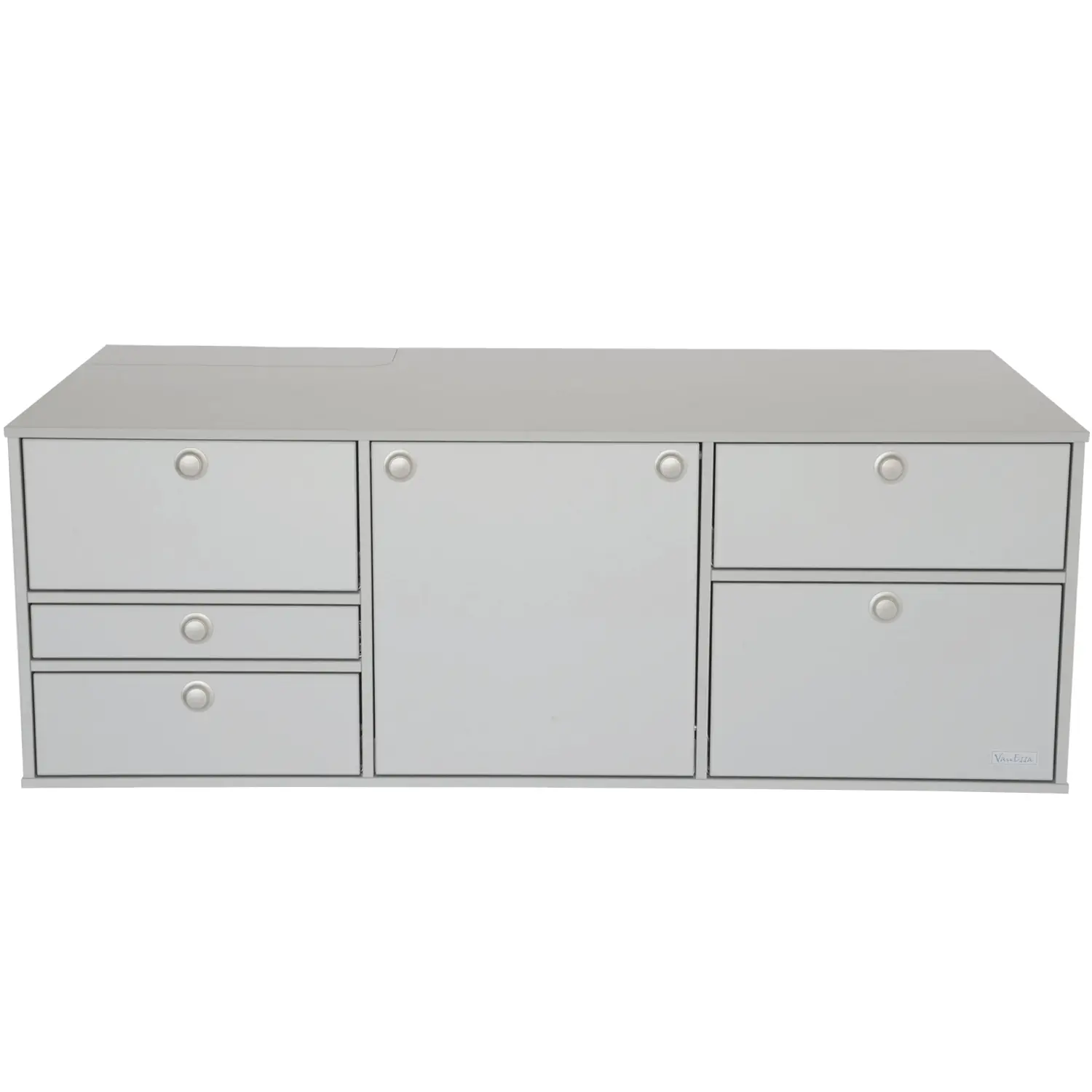 VanEssa rear kitchen low carcass-silver front-silver closed in VW ID Buzz