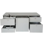 VanEssa rear kitchen low carcass-silver front-silver open