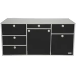 VanEssa Heckküche Hoehe 53 Korpus-Silber Front-Schwarz-matt geschlossen