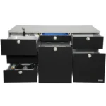 VanEssa Heckküche Hoehe 53 Korpus-Silber Front-Schwarz-matt offen