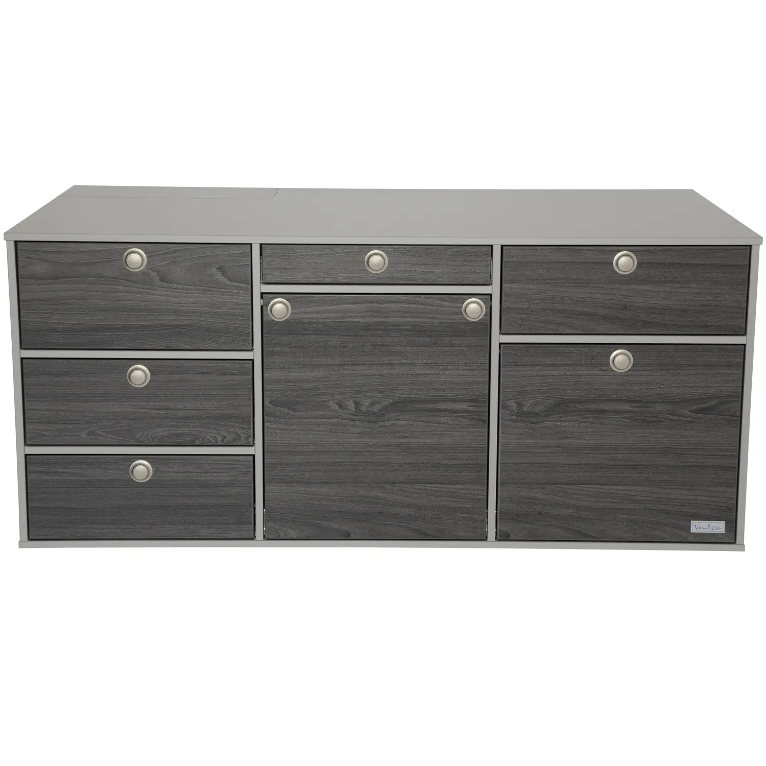 VanEssa Heckküche Höhe 53 cm Korpus-Silber Front-Swiss geschlossen