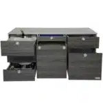 VanEssa Heckküche Höhe 53 cm Korpus-Silber Front-Swiss offen