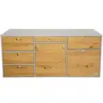 VanEssa Heckküche Höhe 53 cm Korpus-Silber Front-Wildeiche geschlossen