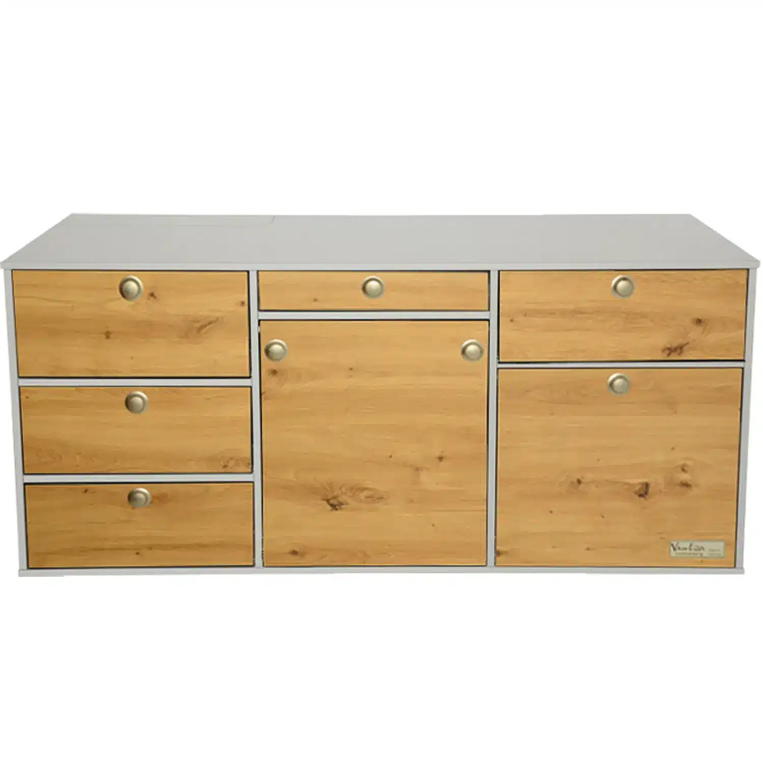 VanEssa Heckküche Höhe 53 cm Korpus-Silber Front-Wildeiche geschlossen