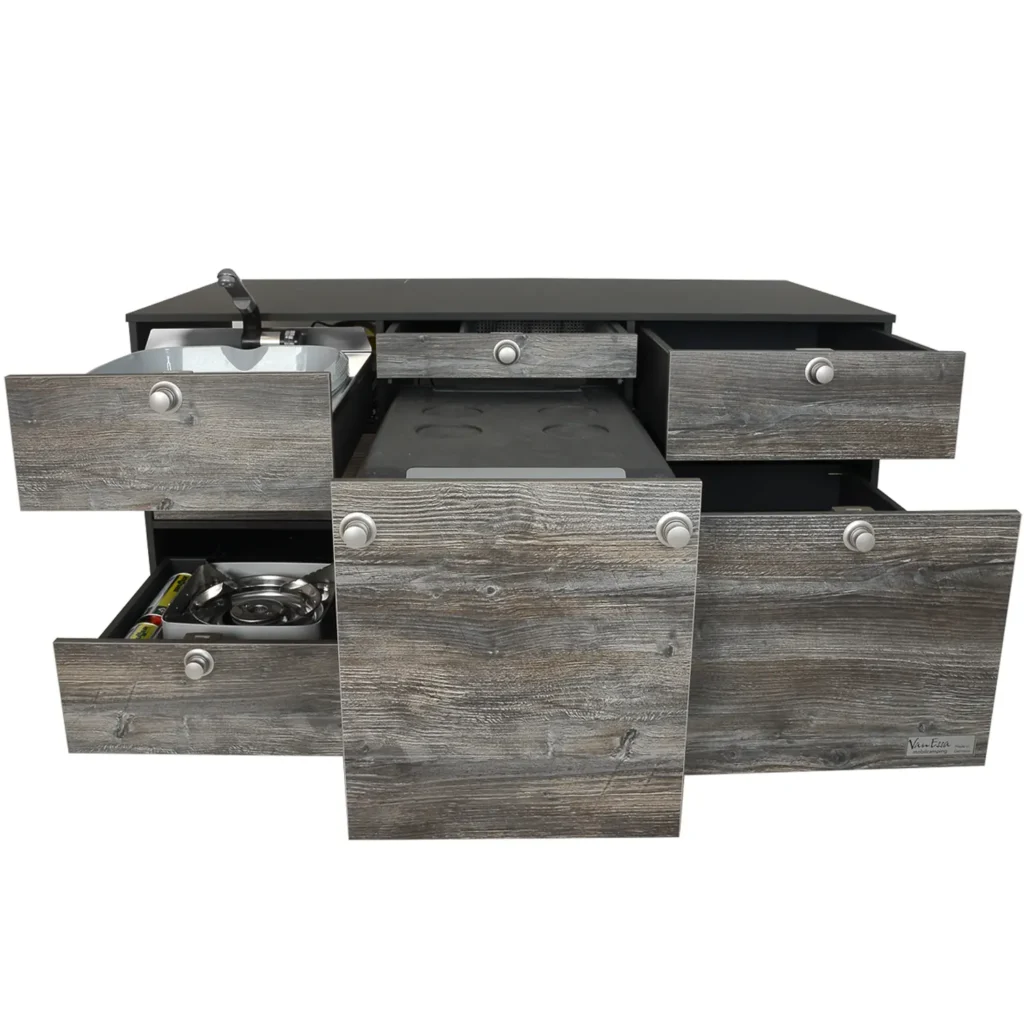 VanEssa Heckkueche Hoehe 53 Korpus-Graphit Front-Bulli offen