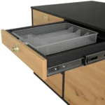 VanEssa Heckkueche Hoehe 53 Korpus-Graphit Front-Wildeiche Besteckschublade