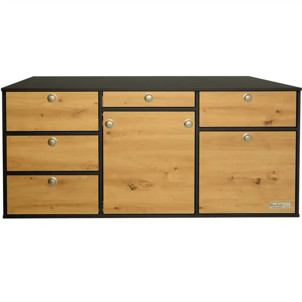 VanEssa Heckkueche Hoehe 53 Korpus-Graphit Front-Wildeiche geschlossen