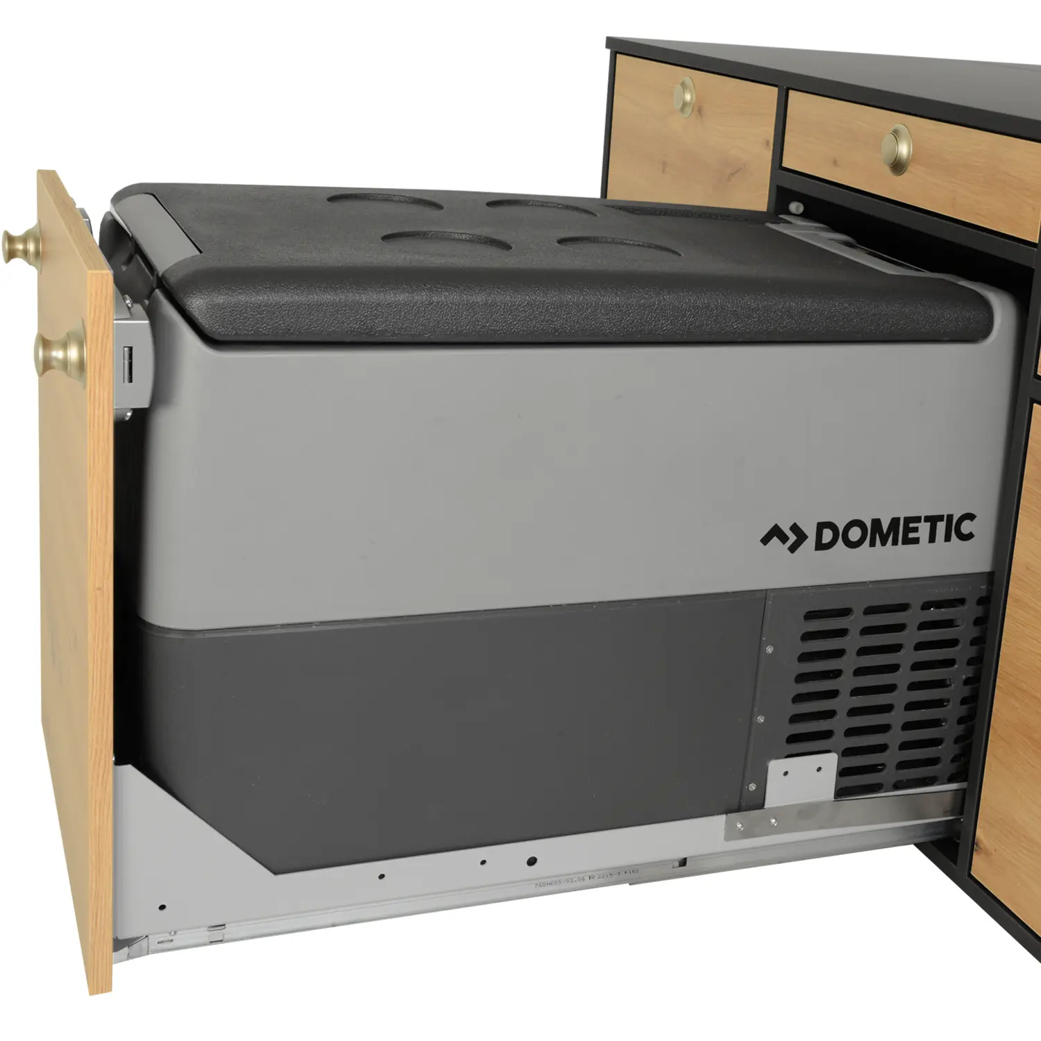 VanEssa Heckkueche Hoehe 53 Korpus-Graphit Front-Wildeiche Kuehlbox