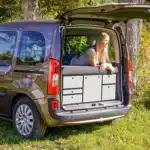 VanEssa rear kitchen body-graphite front-silver in Kangoo Citan NV250 with sleeping system