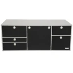 VanEssa Heckküche niedrig Korpus-Graphit Front-Schwarz-matt geschlossen