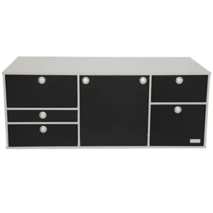 VanEssa rear kitchen low carcass graphite front black matt closed