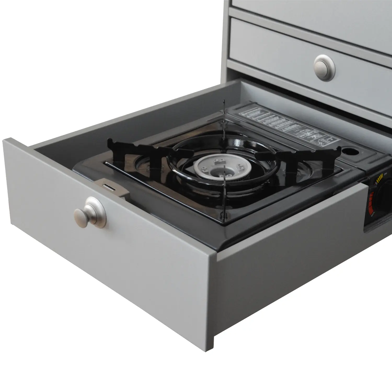 VanEssa Heckkueche niedrig Korpus-Silber Front-Silber Kocher