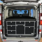 VanEssa rear kitchen body silver front black matt in Vivaro Trafic NV300